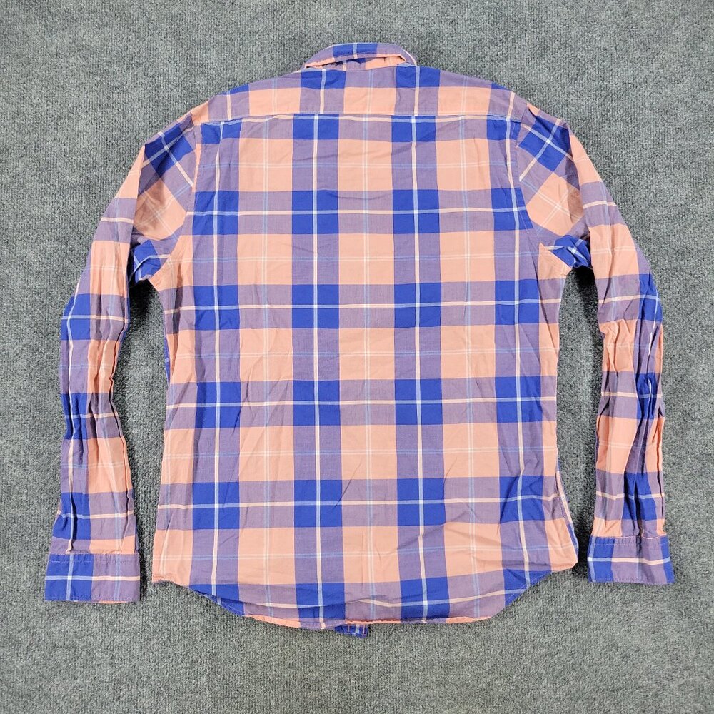 Express Button Shirt Men's Medium Blue Plaid Long Sleeve Single Pocket Adult M - Picture 11 of 16